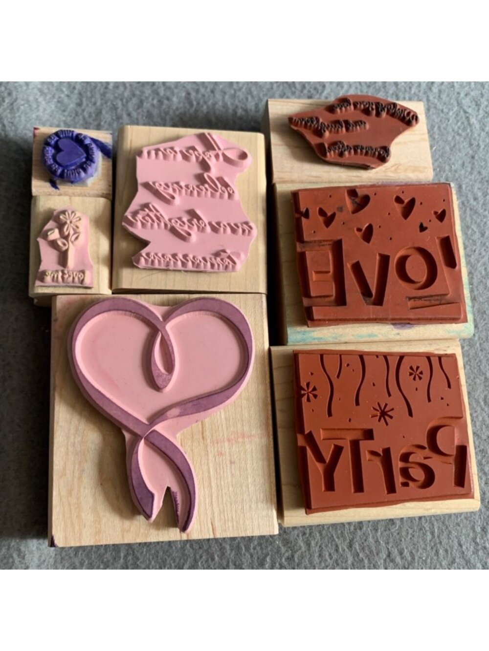 Stampin Up Wood Mounted Rubber Stamp Set - Love Party Heart & More - Picture 4 of 6